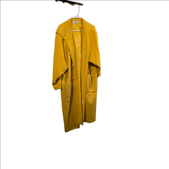 NANCY HELLER Jackets & Blazers - Women's NANCY HELLER Yellow Cashmere Wool Cape Coat with Wooden Toggles XL
